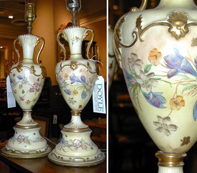 Lot 265 - Pair of English Porcelain Lamps