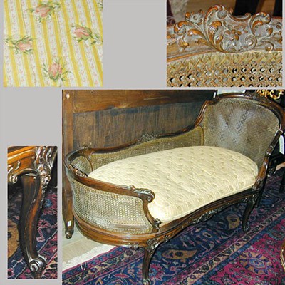Lot 276 - Louis XV Style Cane and Walnut Chaise