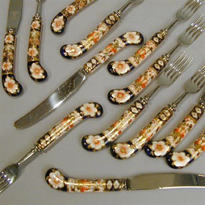 Lot 312 - Group of Derby Porcelain Handled Flatware...