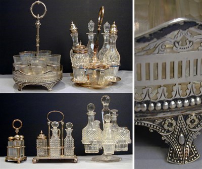 Lot 315 - Group of Five Silver Plated and Glass Cruet Sets