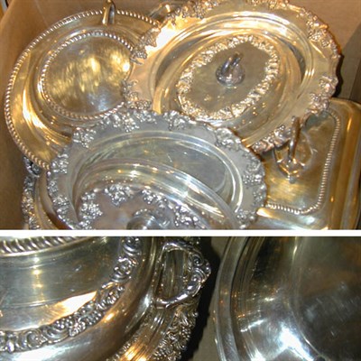 Lot 325 - Group of Ten Silver Plated Covered Dishes
