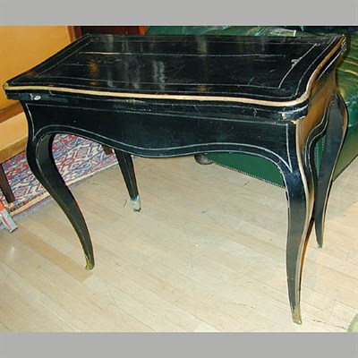 Lot 457 - Napoleon III Brass Inlaid Black Lacquered Fold-...