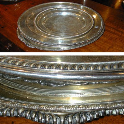 Lot 330 - Group of Eight Silver Plated Platters and Trays
