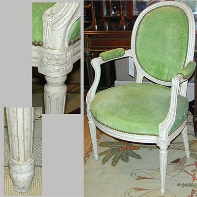 Lot 347 - Pair of Louis XVI Style Painted and...
