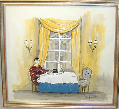 Lot 1 - Snewajas WOMAN DINING ALONE Signed...