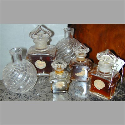 Lot 378 - Group of Four Glass Scent Bottles and Two...
