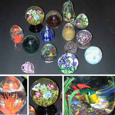 Lot 383 - Group of Glass Paperweights Approximately...