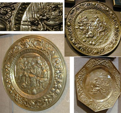 Lot 386 - Group of Three Pressed Brass Trays