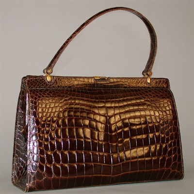 Lot 507 - Brown Alligator Handbag French, 1960s...