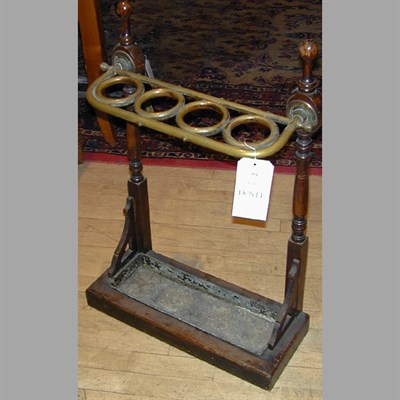 Lot 394 - Victorian Brass and Mahogany Umbrella Stand