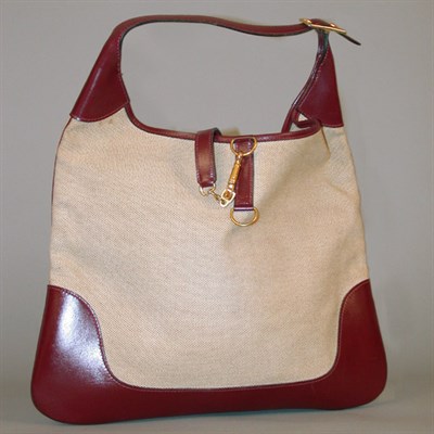 Lot 496 - Hermes Toile and Leather Trim Bag Large size,...