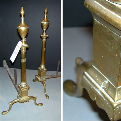 Lot 452 - Pair of Georgian Style Brass Andirons