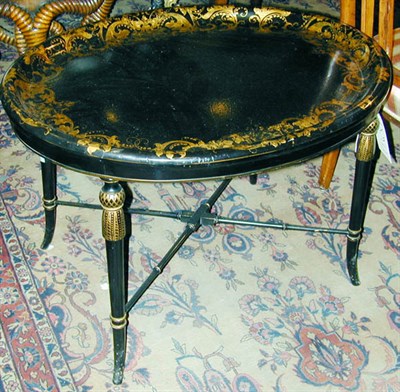 Lot 478 - Victorian Gilt Decorated Papier Mache Tray on...