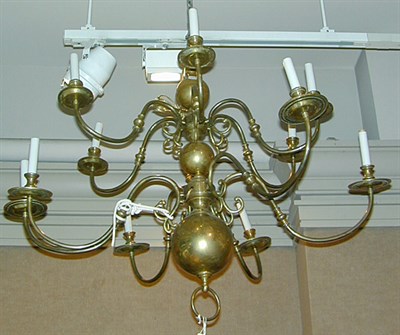 Lot 416 - Baroque Style Brass Twelve-Light Chandelier