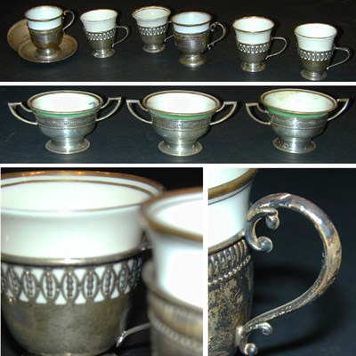Lot 316 - Group of Sterling Silver Demitasse Cups and...