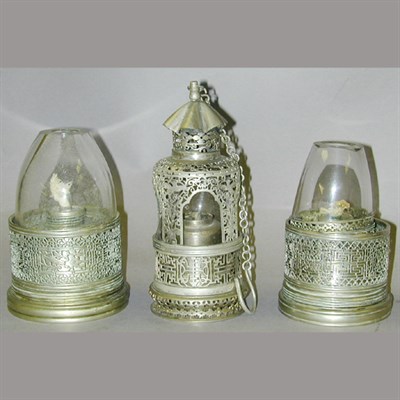 Lot 444 - Group of Seven Chinese Paktong and Glass Opium...