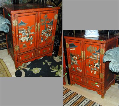 Lot 184 - Group of Chinese Red Lacquered Furniture...