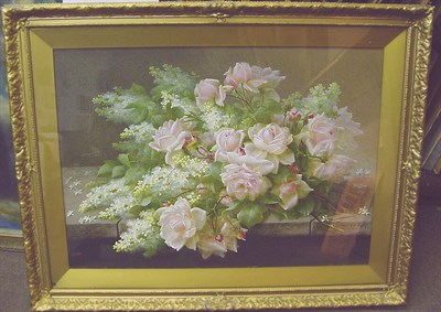 Lot 26 - Raoul Paul M. de Longpre 1855-1911 PINK ROSES...