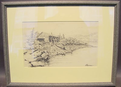 Lot 15 - Ogden Minton Pleissner 1905-1983 LOG CABIN ON...