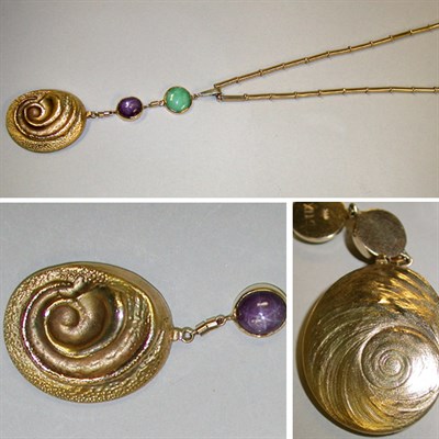 Lot 414 - Marguerite Stix 14 Kt. Gold Pendant Necklace...