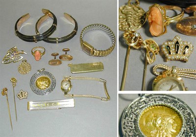 Lot 102 - Group of Assorted Gold and Metal Items Yellow...