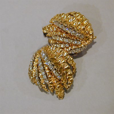 Lot 363 - Pair of Gold and Diamond Earclips 18 kt....