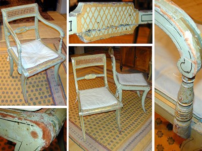 Lot 350 - Set of Seven Regency Painted Dining Chairs...