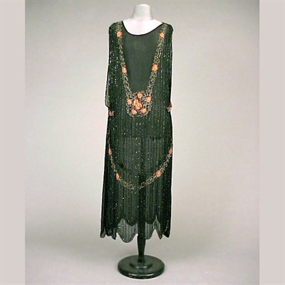 Lot 106 - Black Chiffon Beaded Chemise American, circa...