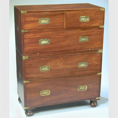 Lot 488 - Regency Brass Mounted Mahogany Campaign Chest...