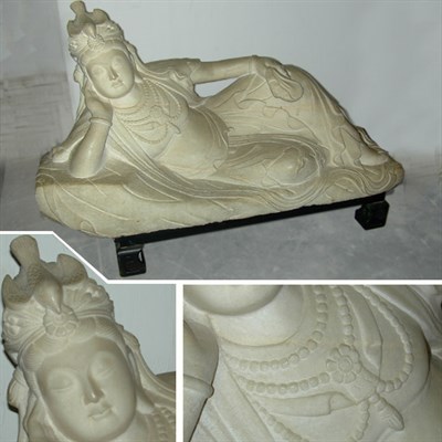 Lot 109A - White Marble Figure of a Reclining Bodhisattva