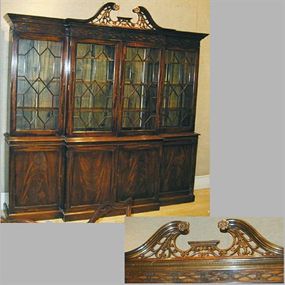 Lot 237 - Georgian Style Mahogany Breakfront Cabinet