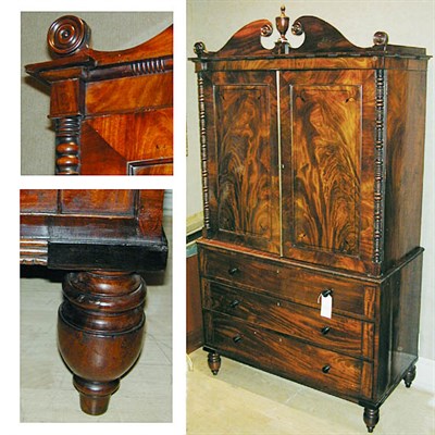 Lot 464 - William IV Inlaid Mahogany Linen Press