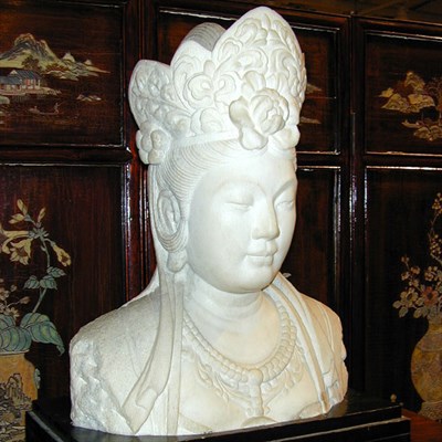 Lot 111A - Marble Head and Shoulder Sculpture of Guanyin