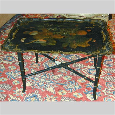 Lot 114 - Victorian Tole Painted Tray on Stand