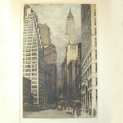 Lot 235 - Luigi Kasimir WALL STREET Color etching and...