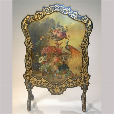 Lot 503 - Victorian Papier Mache Fire Screen Depicting a...