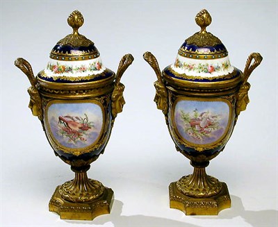 Lot 684 - Pair of Gilt-Bronze Mounted Sevres Style...