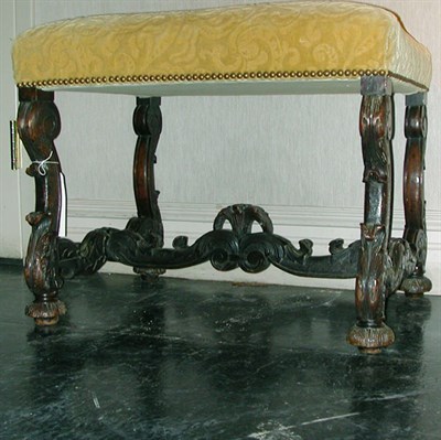 Lot 190 - Continental Baroque Style Walnut Stool The...