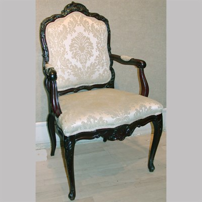 Lot 468 - Pair of Rococo Style Carved Mahogany Armchairs...
