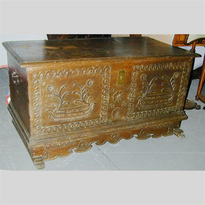 Lot 140 - Continental Baroque Oak Blanket Chest The...