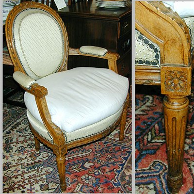 Lot 422 - Pair of Louis XVI Style Upholstered Beechwood...