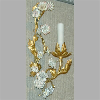 Lot 373 - Pair of Rococo Style Gilt-Metal and Porcelain...