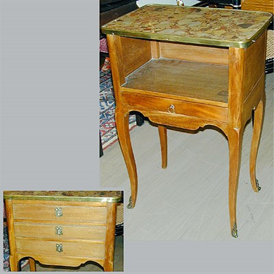 Lot 433 - Pair of Louis XV Style Marble Top Walnut...