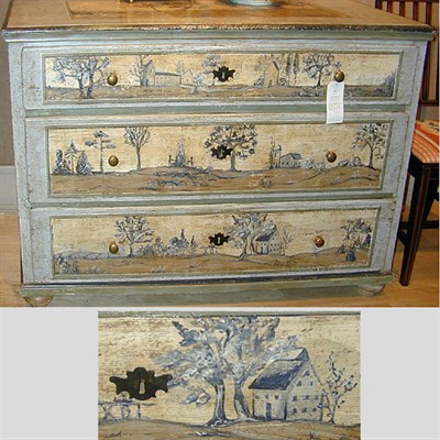 Lot 411 - Neoclassical Style Painted Chest of Drawers