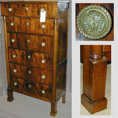 Lot 353 - Empire Mahogany and Burl-Wood Tall Chest of...