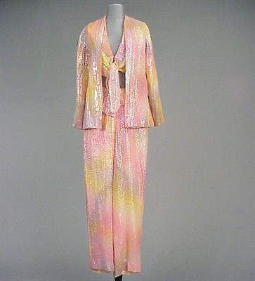Lot 213 - Halston Sequined Evening Pants Ensemble...