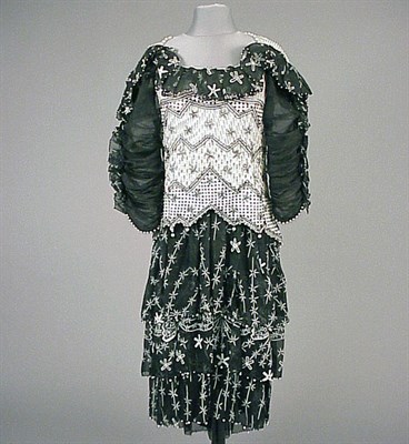 Lot 227 - Zandra Rhodes Black and White Two-Piece Dress...