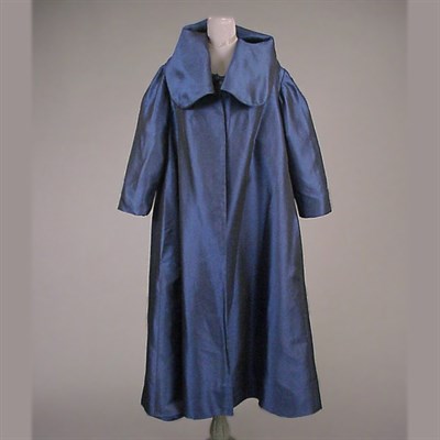 Lot 141 - Blue Silk Evening Coat American, 1950s Of...