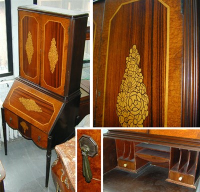 Lot 162 - Art Deco Amboyna, Maple and Mahogany Inlaid...