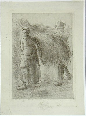 Lot 292 - Camille Pissarro PAYSANS PORTANT DU FOIN (D....
